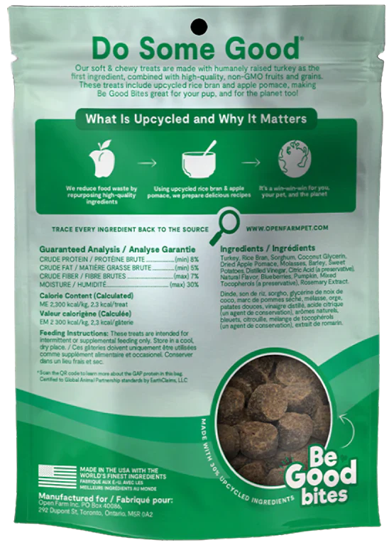 Open Farm Be Good Bites Turkey Recipe Dog Treat 170G