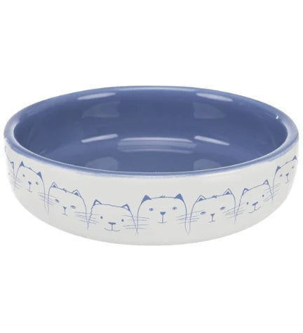 Trixie Ceramic Blue & Cream Cat Bowl for Short-Nosed Breeds