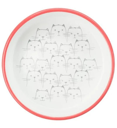 Trixie Ceramic Red & White Cat Bowl for Short-Nosed Breeds