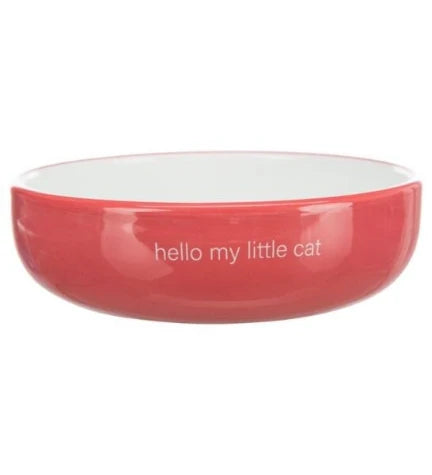 Trixie Ceramic Red & White Cat Bowl for Short-Nosed Breeds