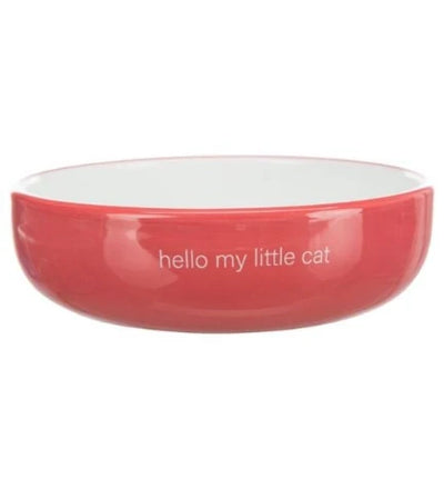 Trixie Ceramic Red & White Cat Bowl for Short-Nosed Breeds