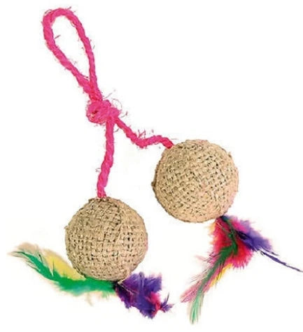 Trixie Jute Balls On A Rope Toy for Cats