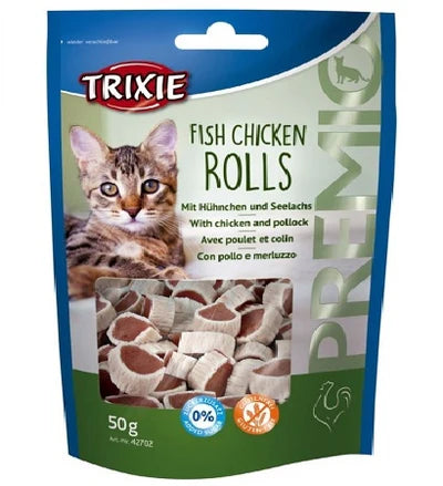 Trixie Premio Bites Fish Chicken Rolls Cat Treats 50G