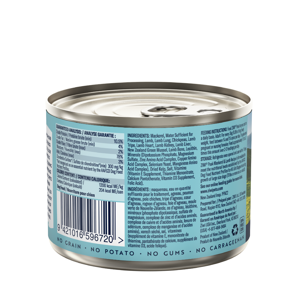 ZIWI Peak Mackerel & Lamb Recipe Wet Dog Food