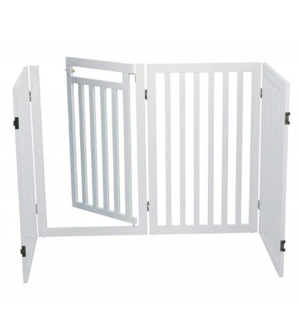 Trixie White Wooden 4-Part Barrier with Door for Dogs