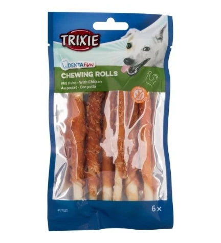 Trixie Denta Fun 6 Chicken Chewing Rolls Dog Chews 70G