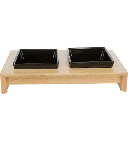 Trixie Ceramic Bowls on Wood Stand for Dogs