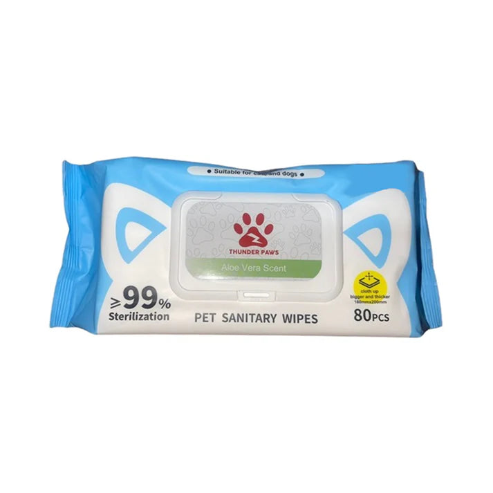 Thunder Paws Aloe Vera Sanitary Pet Wipes Suitable for Cats and Dogs