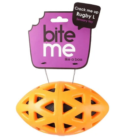 Ebi Bite Me 'Crack Me Up' Rugby Sensory Dog Toy