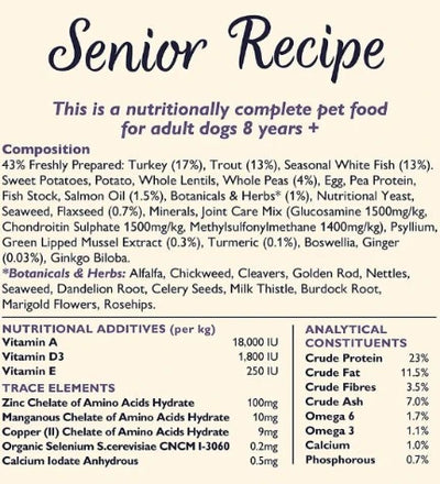 Lily's Kitchen Adult 8+ Senior Recipe Turkey, Trout and Seasonal White Fish Dry Dog Food