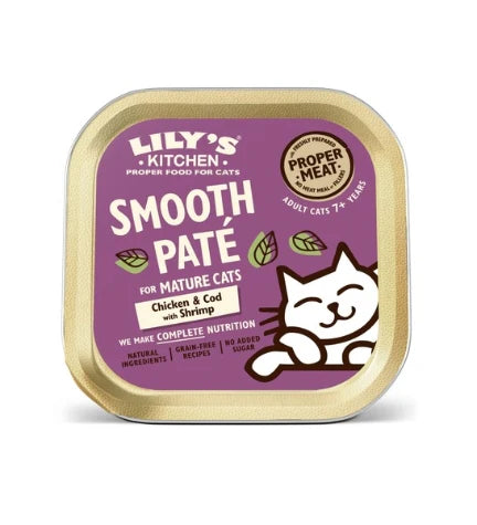 Lily's Kitchen Chicken Cod & Shrimps Pate Mature Cat Wet Food