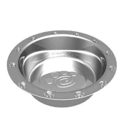 IdealDog Stainless Steel Bowl with Paw Pattern for Dogs