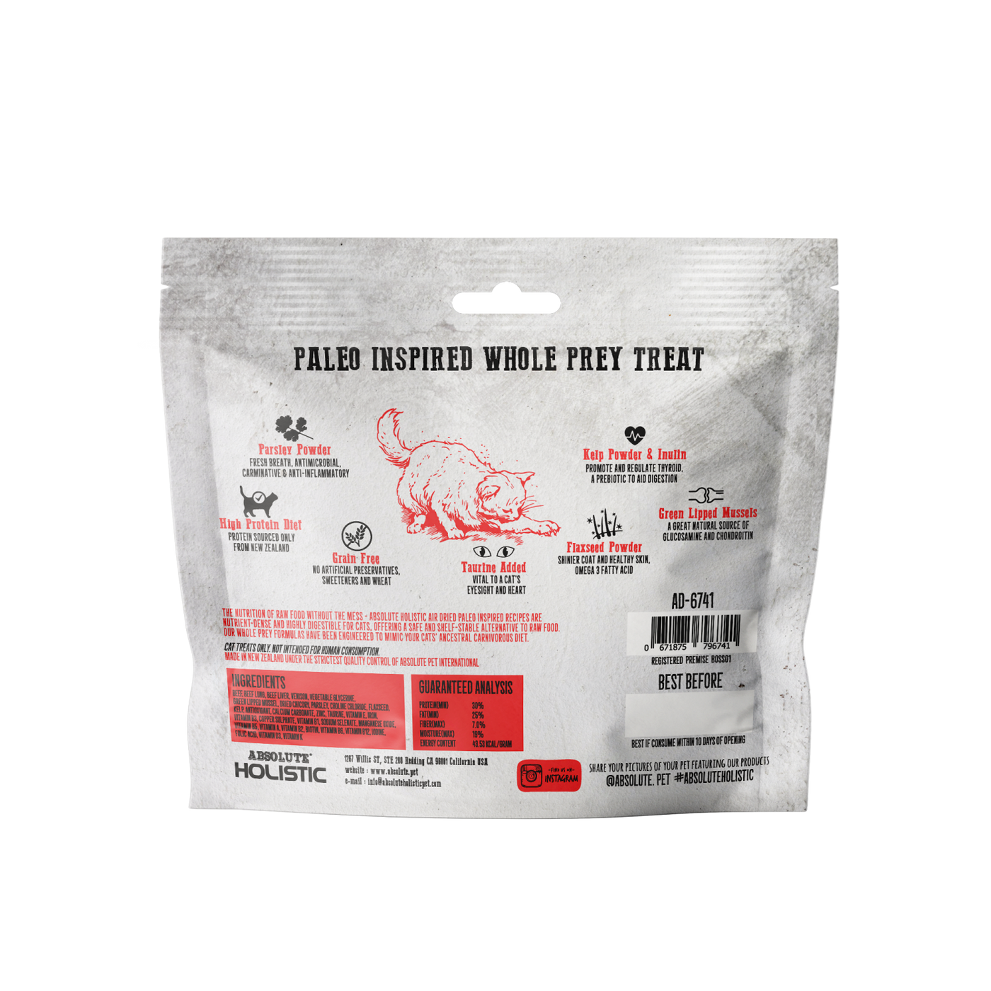 Absolute Holistic Air Dried Red Meat Cat Treats 50G