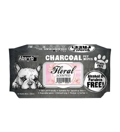 Absorb Plus Charcoal Pet Wipes Floral Scented