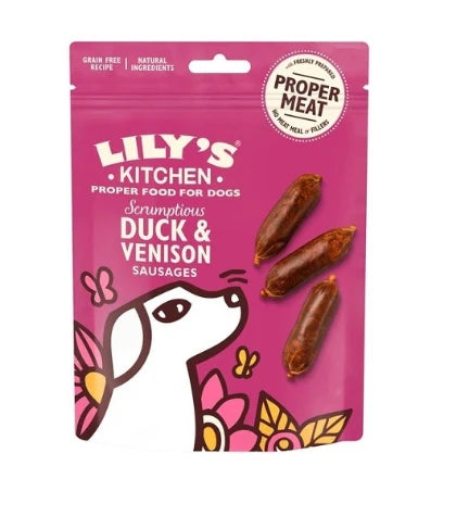 Lily's Kitchen Scrumptious Duck & Venison Sausages Dog Treats 70G